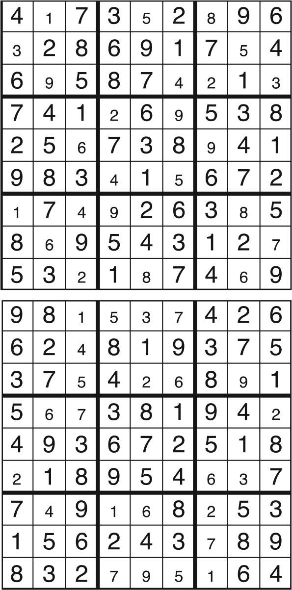 Solutions des sudokus du précédent numéro