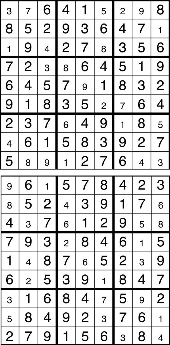 Solutions des sudokus du précédent numéro
