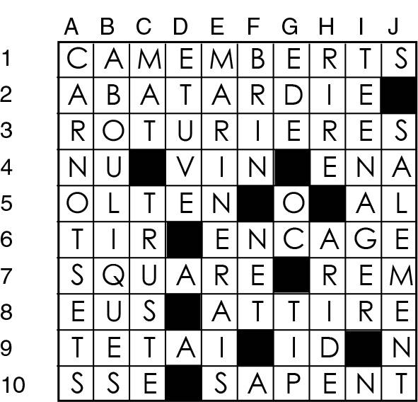 Solutions des mots croisés du précédent numéro