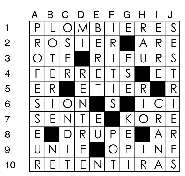Solutions des mots croisés du précédent numéro