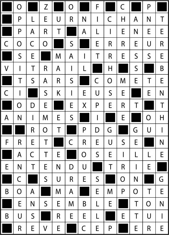 Solutions des mots fléchés du précédent numéro