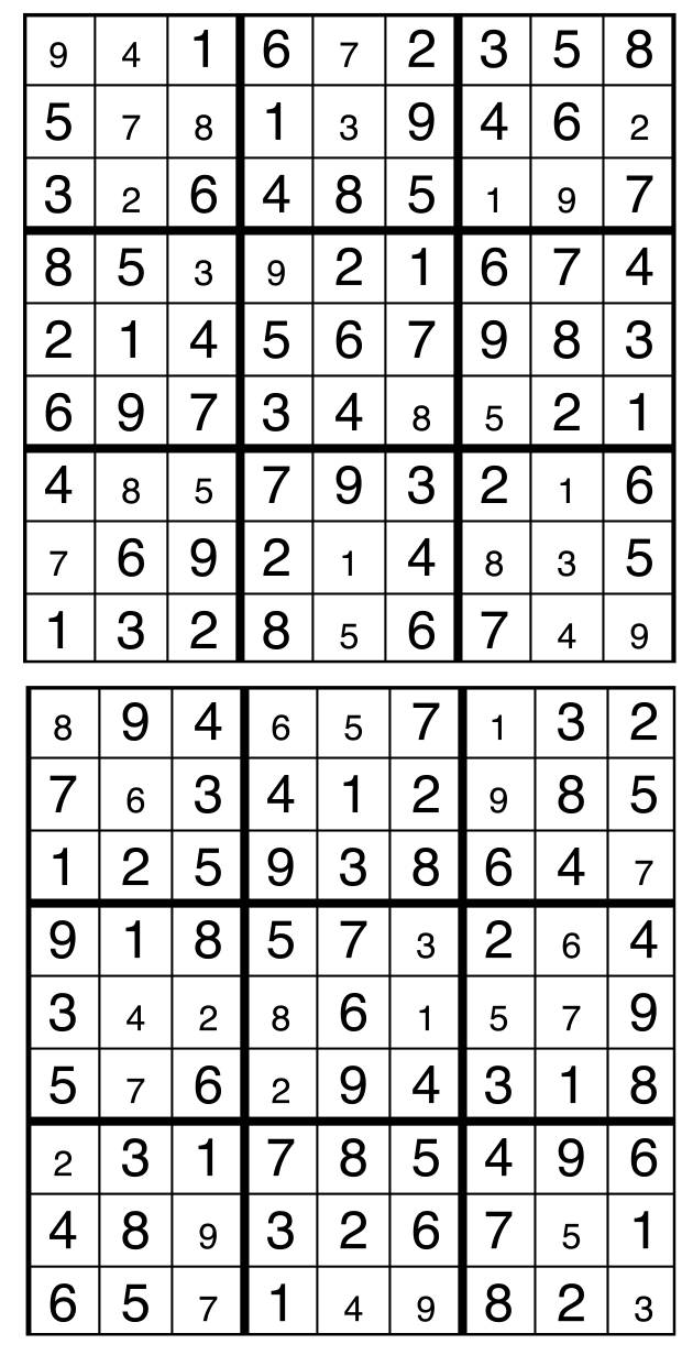 Solutions des sudokus du précédent numéro