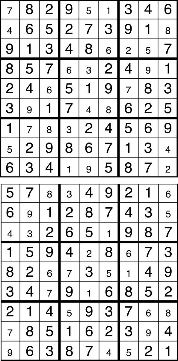 Solutions des sudokus du précédent numéro