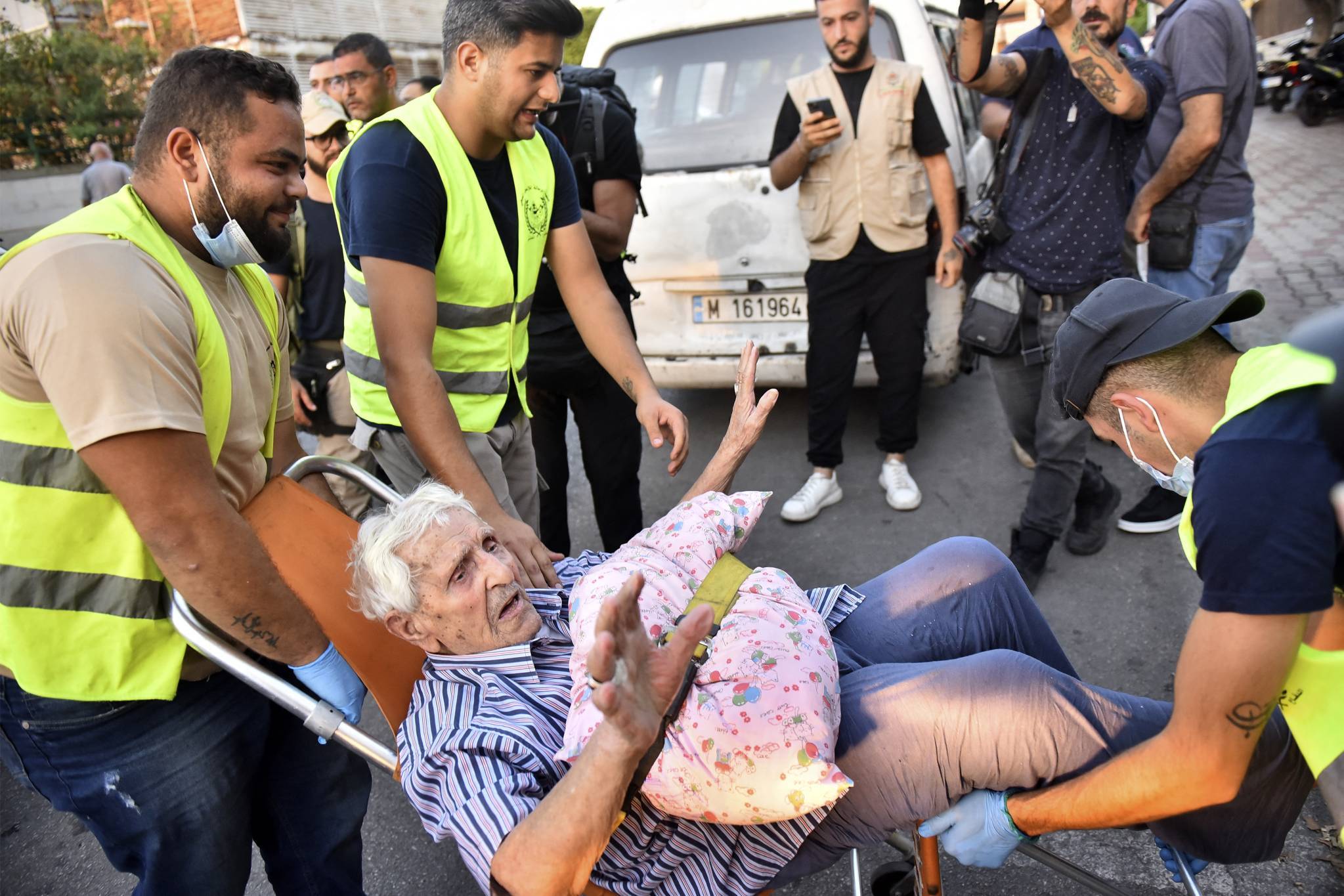 In Beirut, the reception of refugees is being organized. Here, an elderly man who had to flee his village in southern Lebanon is settled in an art institute transformed into a shelter, in Beirut, on Sept. 23, 2024. (Credit: Fadel Itani/AFP)