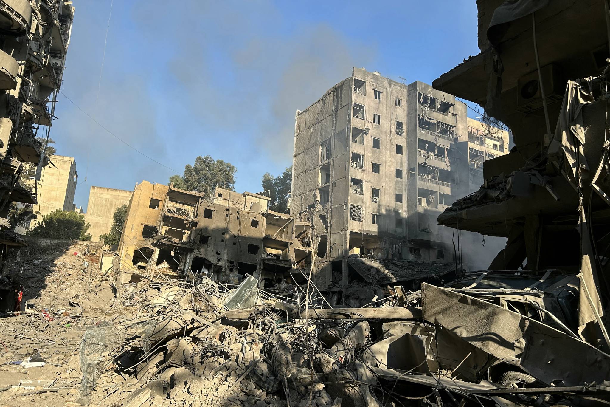 Des pans entiers du quartiers ont été écrasés par les bombes israéliennes. Anwar Amro/AFP