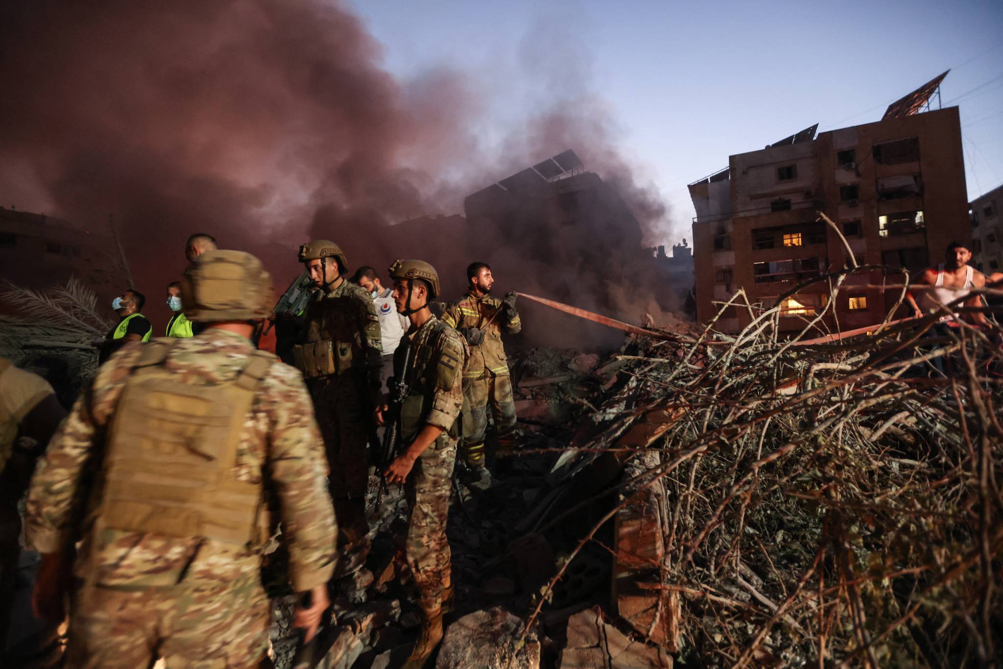 Soldiers deployed at the site of the strike. (Credit: Ibrahim Amro/AFP)