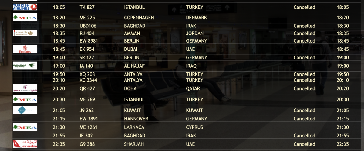 Increase in flight cancellations at Beirut Airport following Israeli strikes
