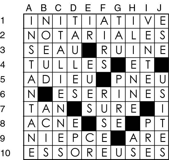 Solutions des mots croisés du précédent numéro