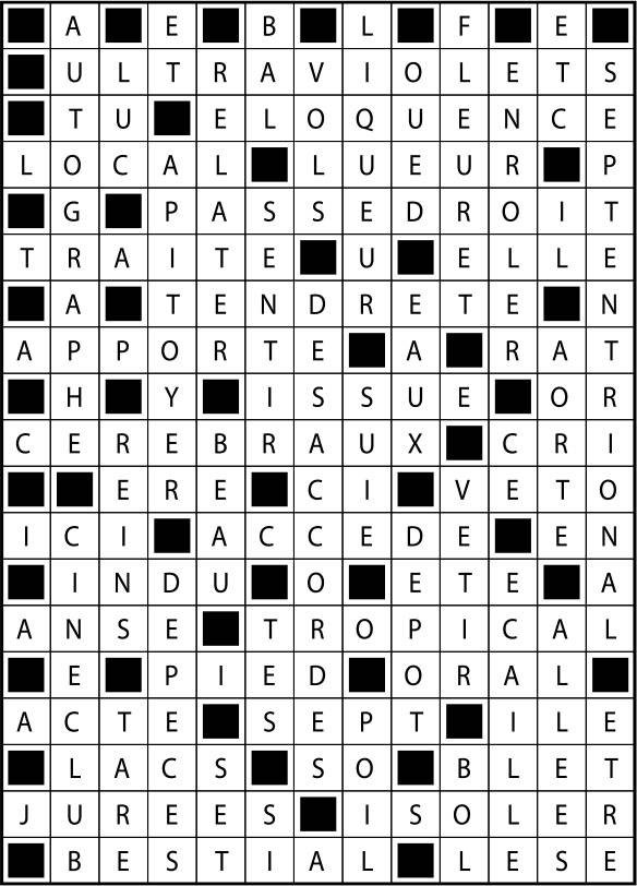 Solutions des mots fléchés du précédent numéro