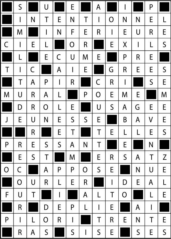 Solutions des mots fléchés du précédent numéro