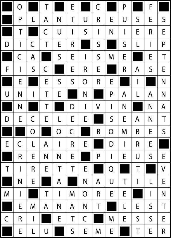Solutions des mots fléchés du précédent numéro