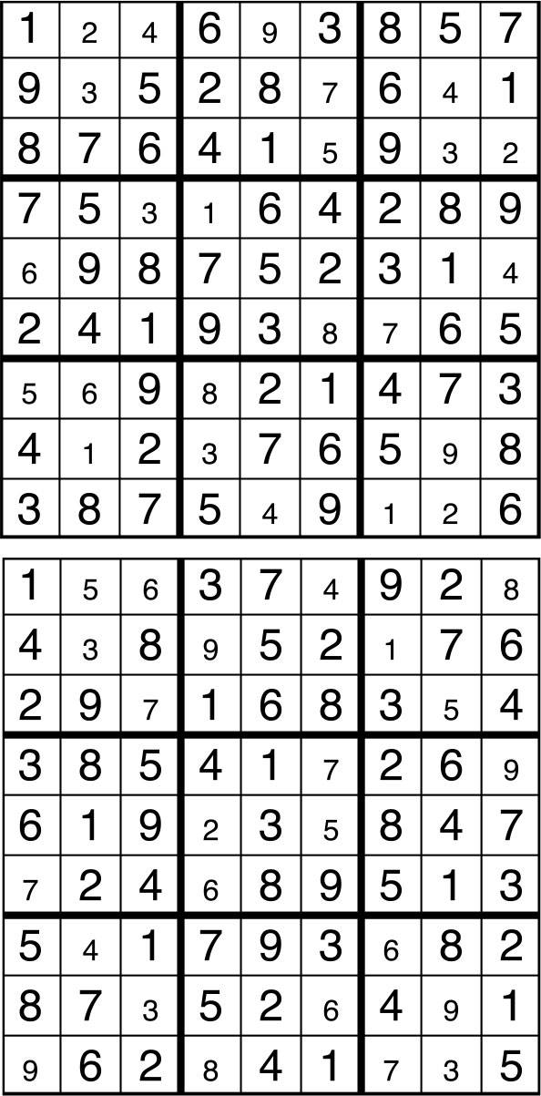 Solutions des sudokus du précédent numéro