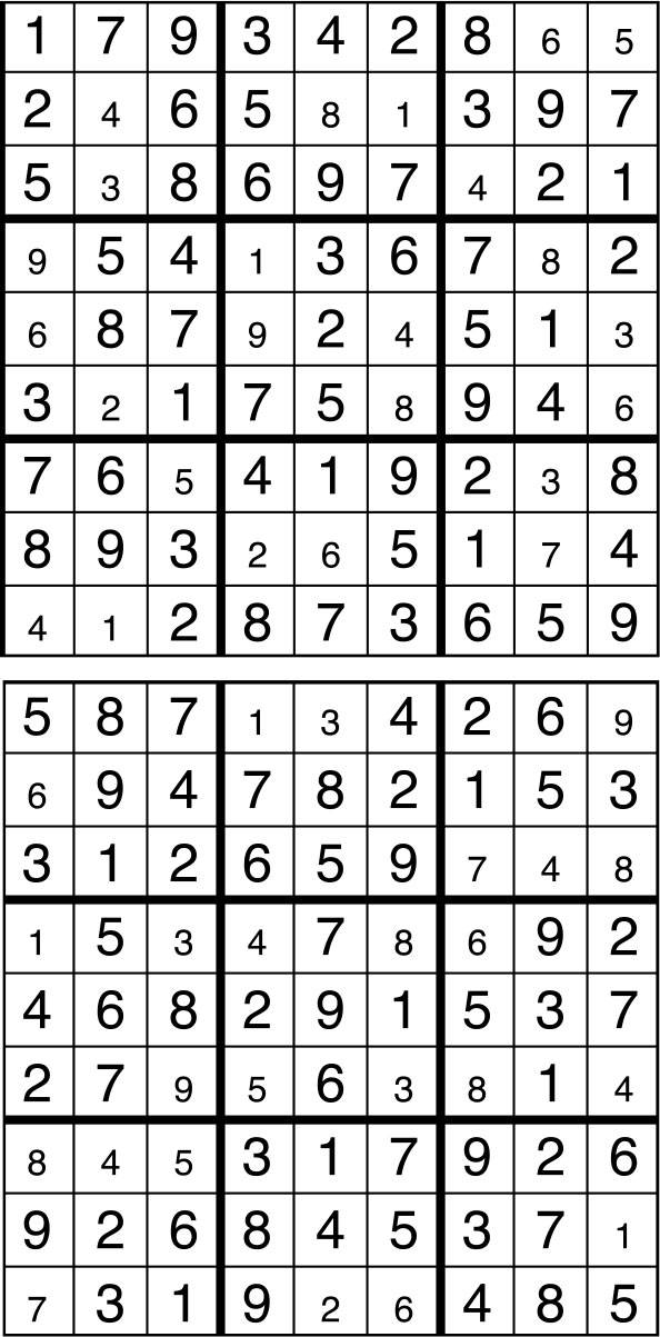 Solutions des sudokus du précédent numéro