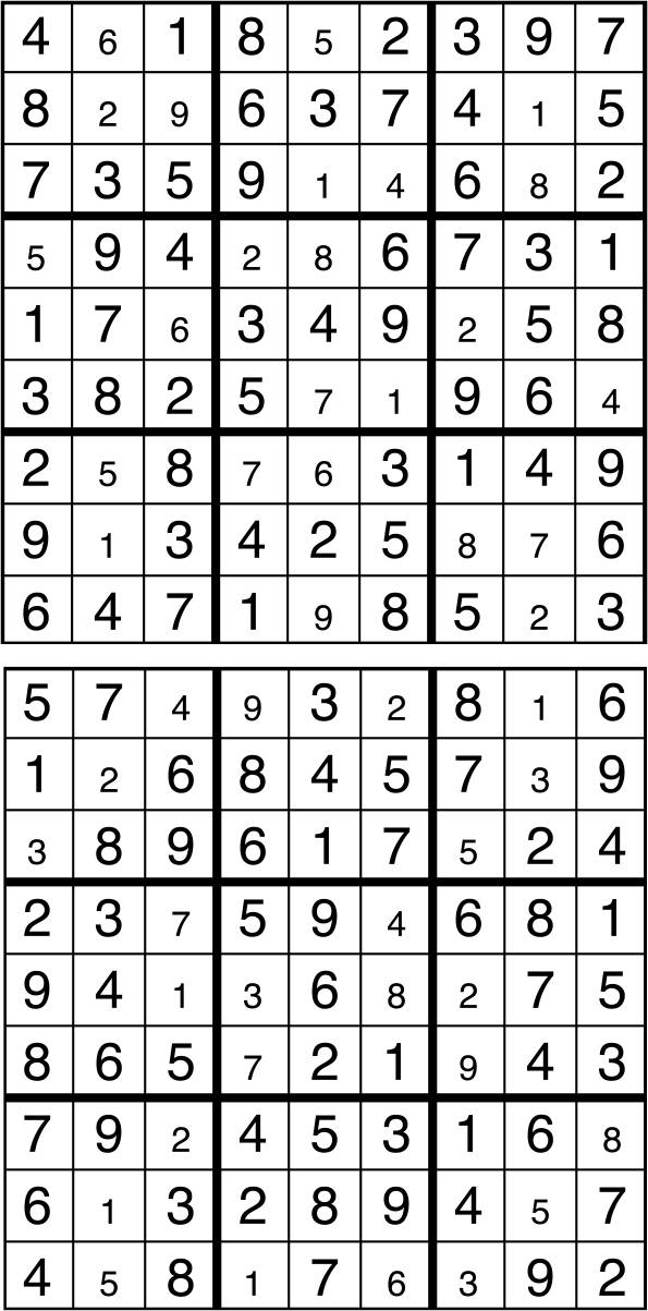 Solutions des sudokus du précédent numéro