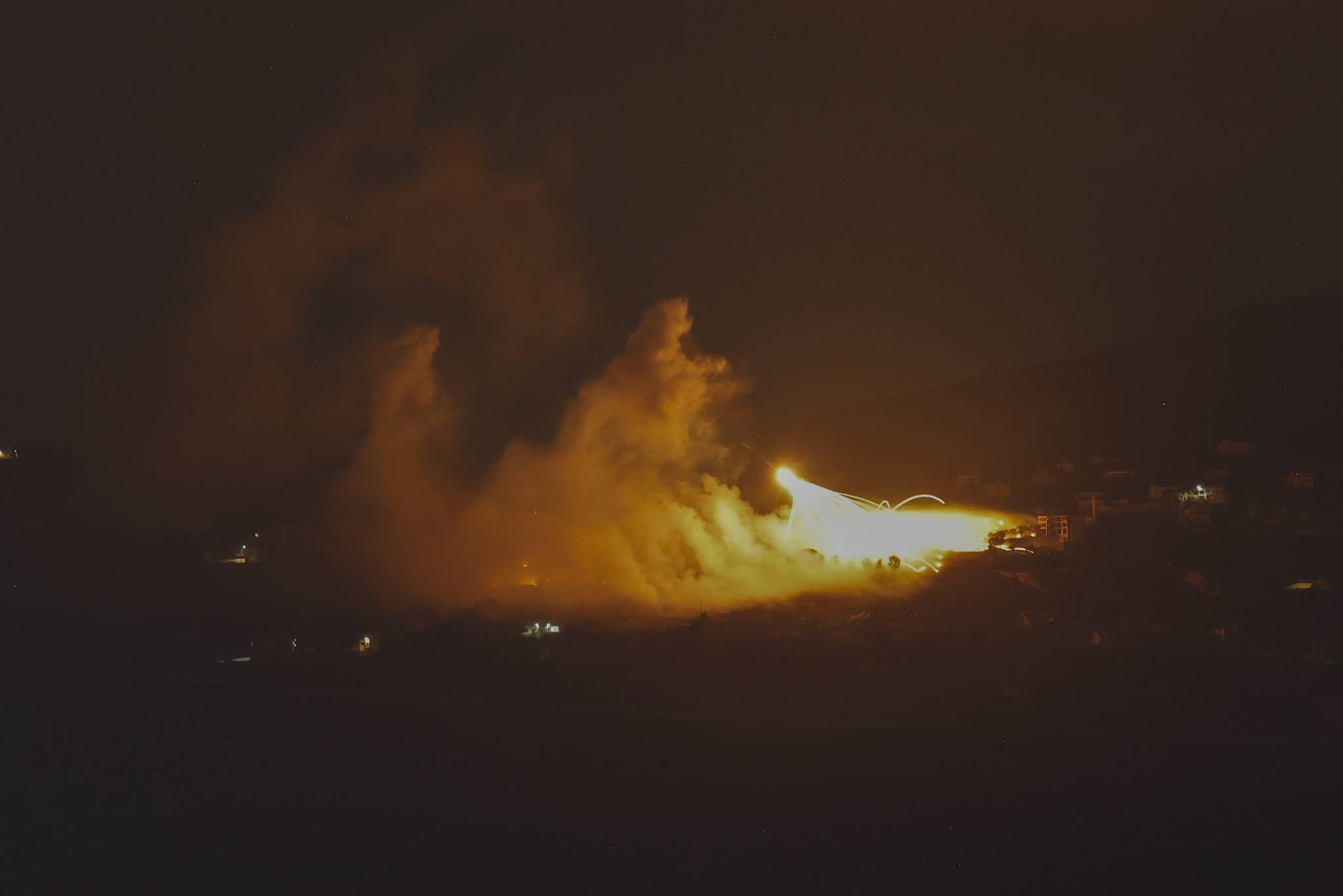 Before entering Lebanese territory, the Israeli air force conducted a series of airstrikes targeting several villages across the entire south Lebanon region.
(Credit: Jalaa Marey/AFP)
