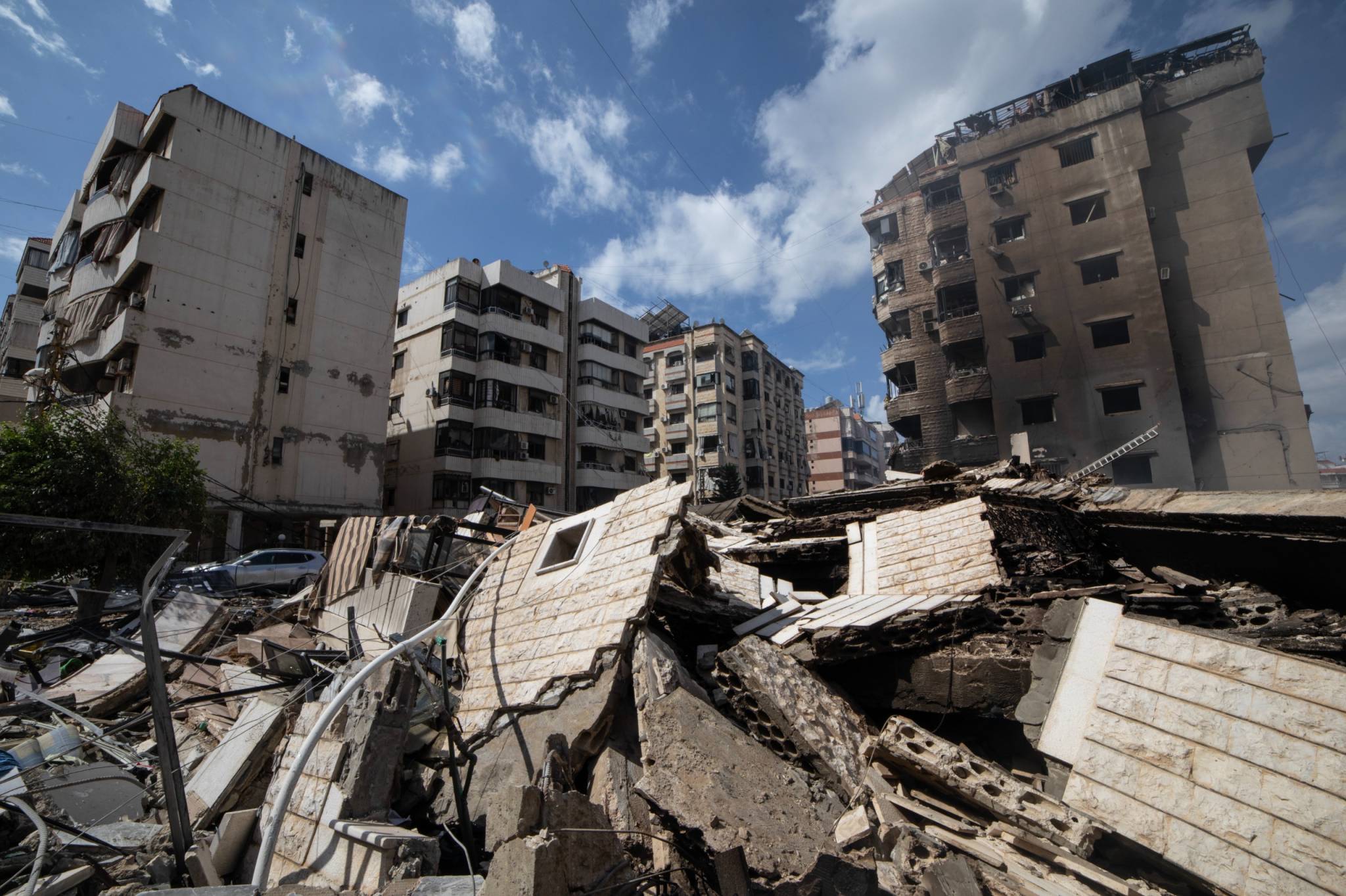 Dans certaines zones de la banlieue sud de Beyrouth, le spectacle est effarant, ce 1er octobre 2024. Photo Mohammad Yassine