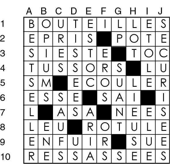 Solutions des mots croisés du précédent numéro