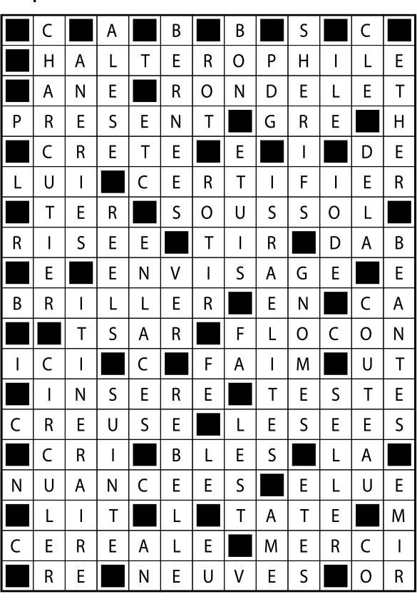 Solutions des mots fléchés du précédent numéro
