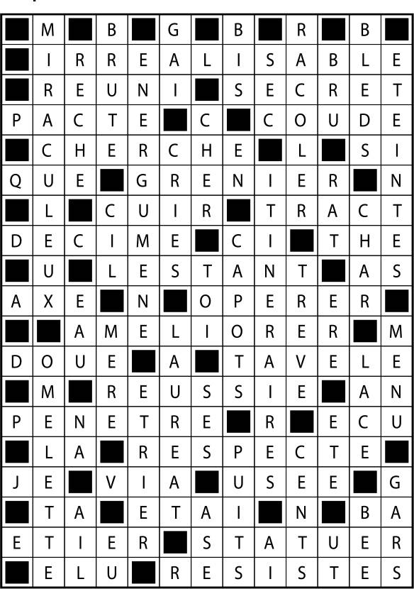 Solutions des mots fléchés du précédent numéro