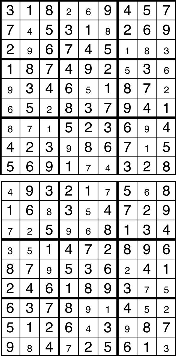 Solutions des sudokus du précédent numéro