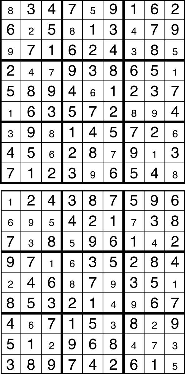 Solutions des sudokus du précédent numéro