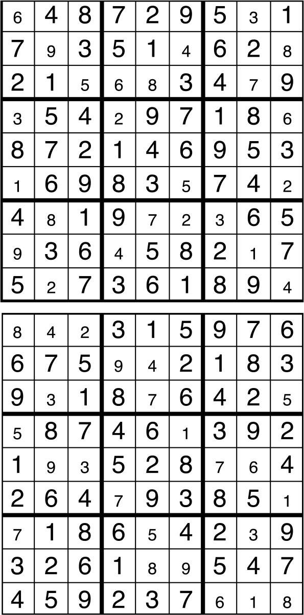 Solutions des sudokus du précédent numéro