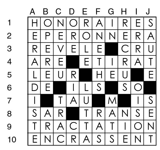Solutions des mots croisés du précédent numéro