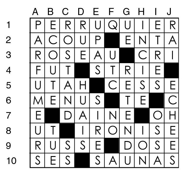 Solutions des mots croisés du précédent numéro