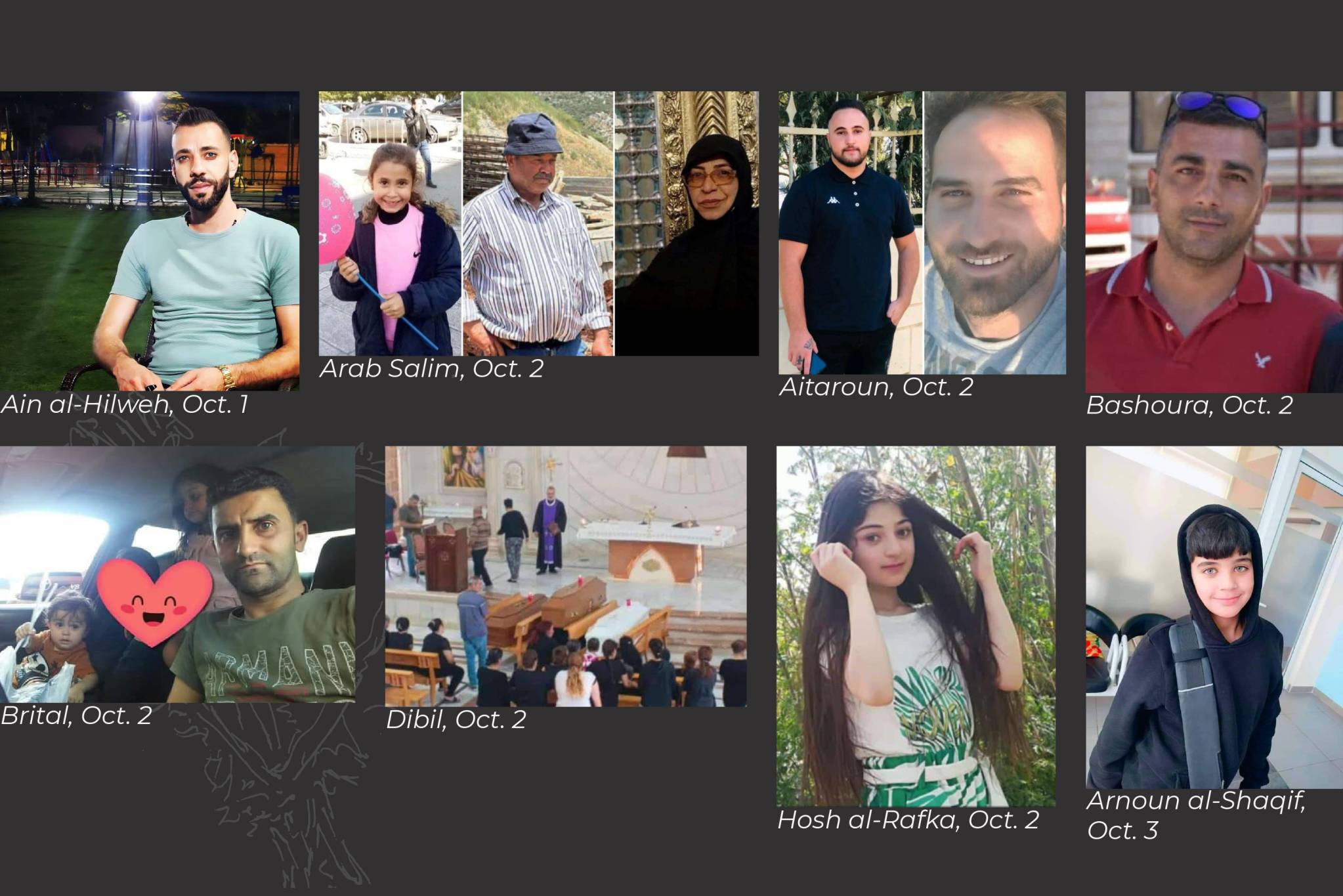 The above victims include families from southern Lebanon and the Bekaa, as well as the Israeli strike on the Bashoura neighborhood in central Beirut.