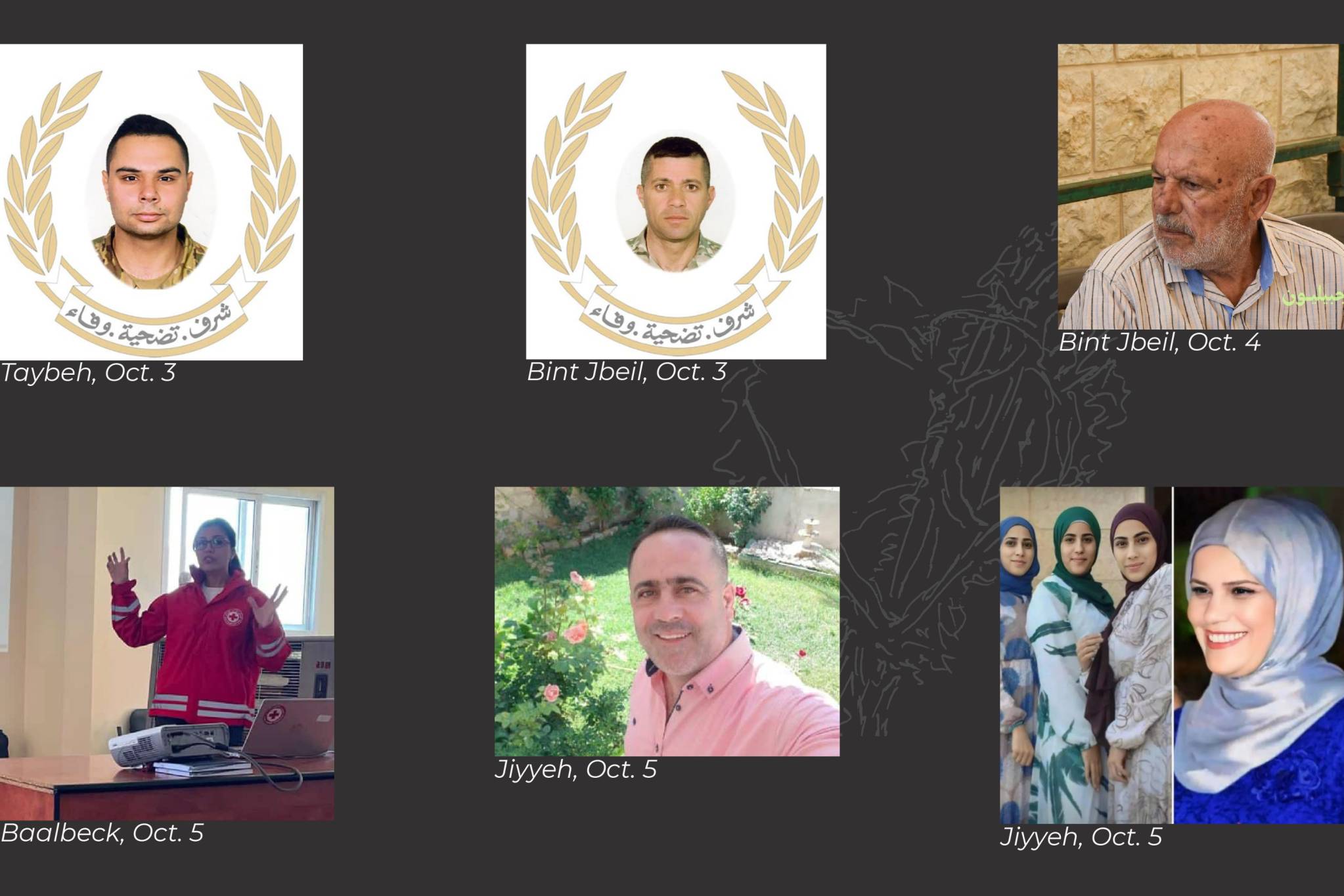The victims above include Lebanese Army members and Red Cross paramedics.