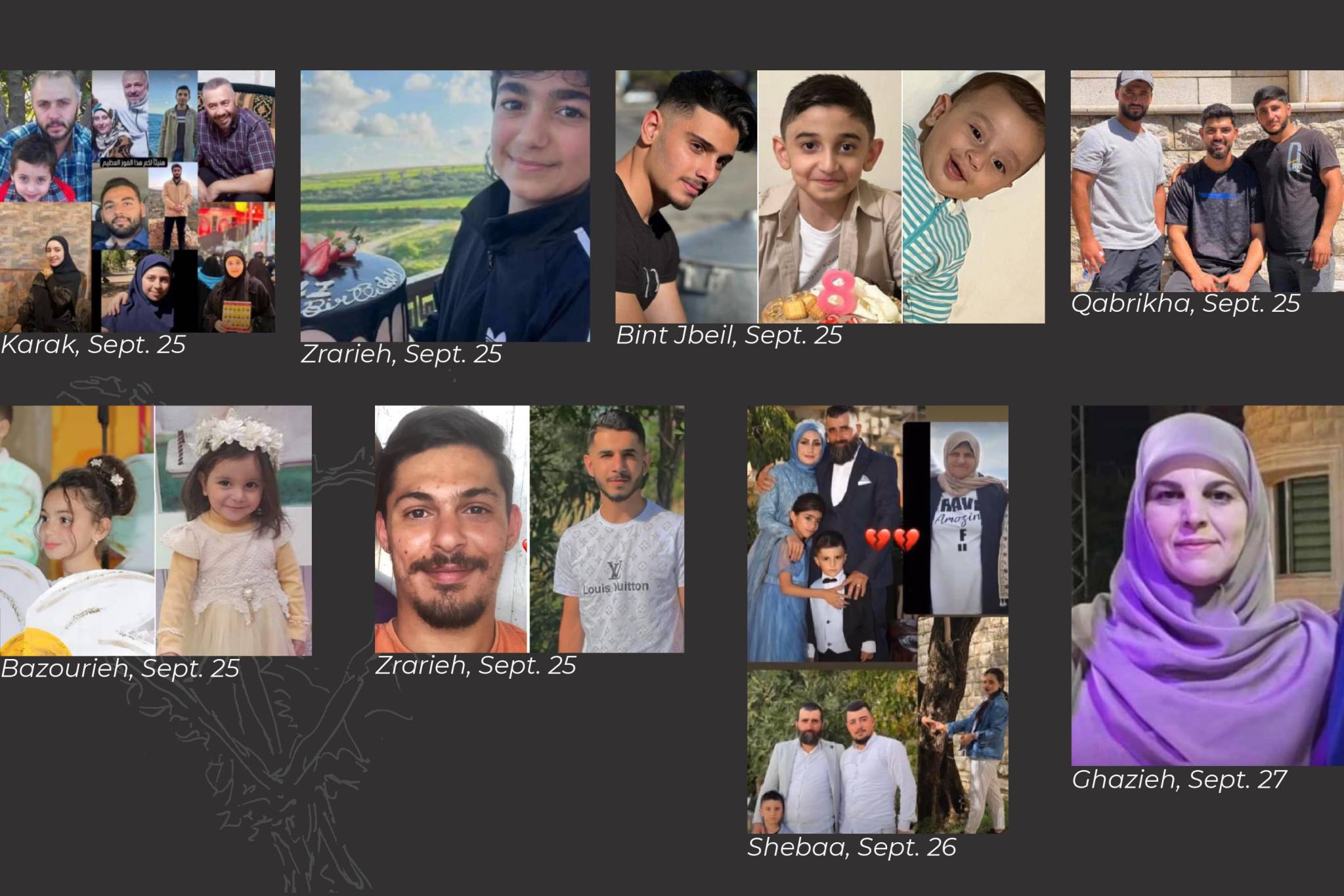 The above victims include families from southern Lebanon. 