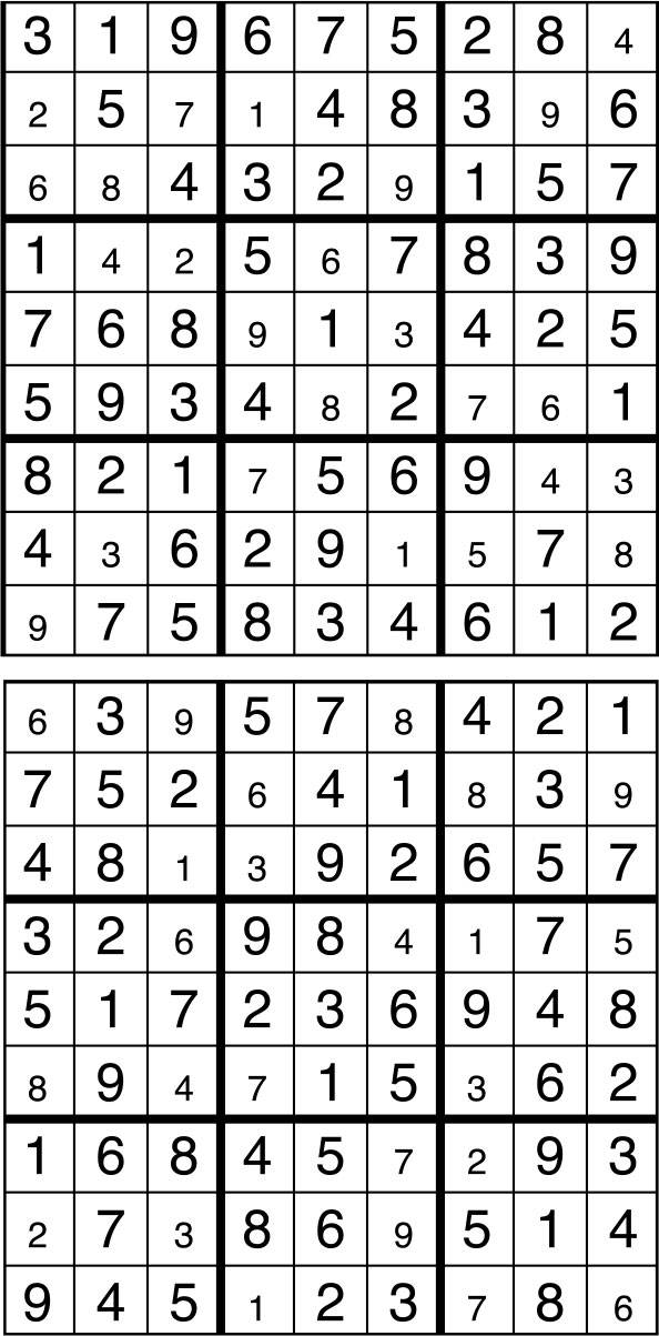 Solutions des sudokus du précédent numéro