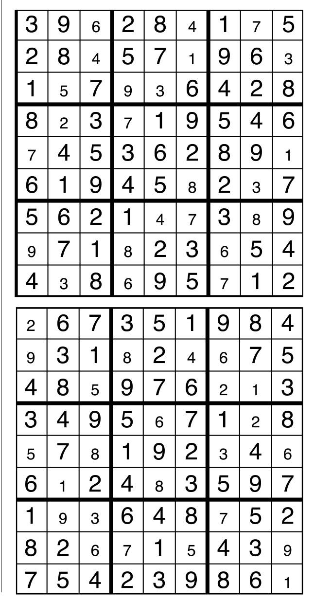Solutions des sudokus du précédent numéro
