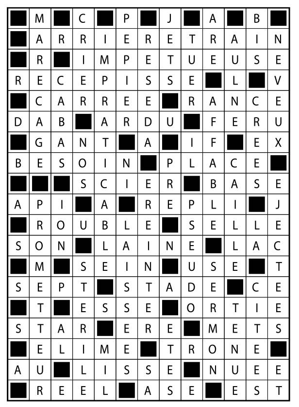Solutions des mots fléchés du précédent numéro