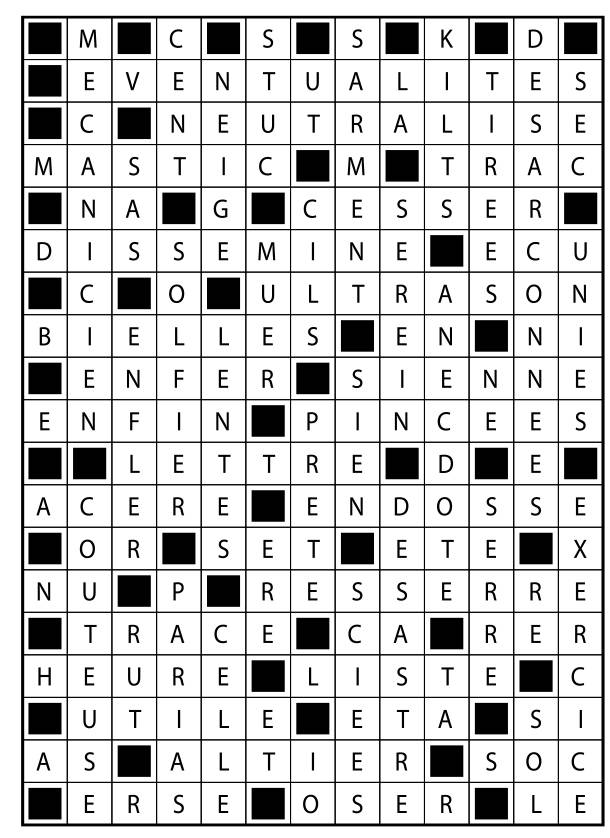 Solutions des mots fléchés du précédent numéro
