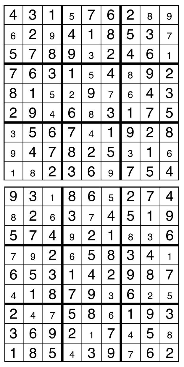 Solutions des sudokus du précédent numéro