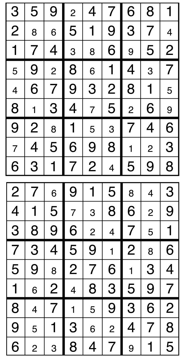 Solutions des sudokus du précédent numéro
