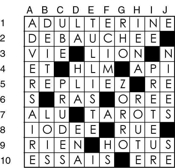 Solutions des mots croisés du précédent numéro