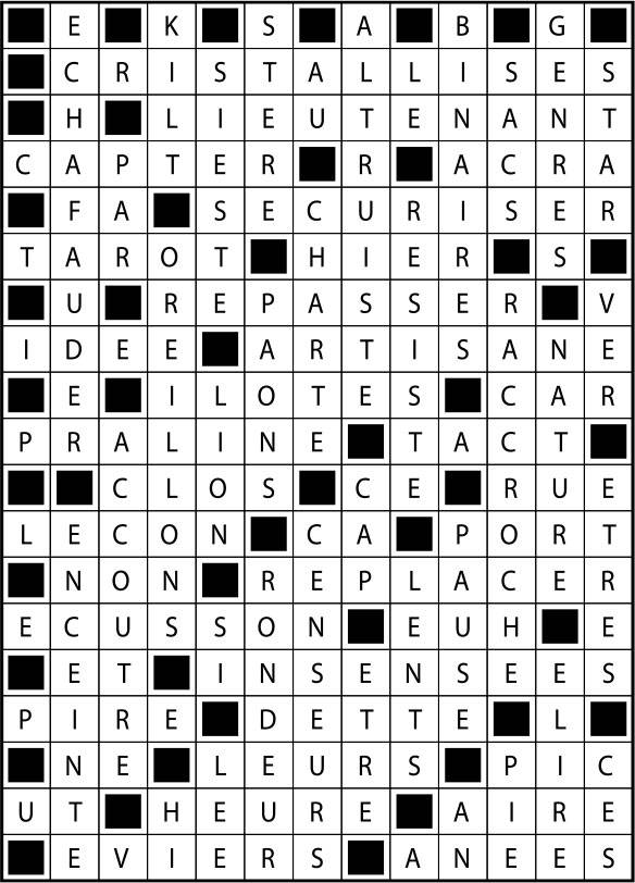 Solutions des mots fléchés du précédent numéro