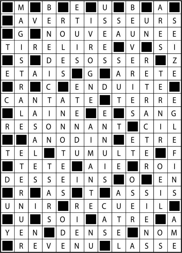 Solutions des mots fléchés du précédent numéro