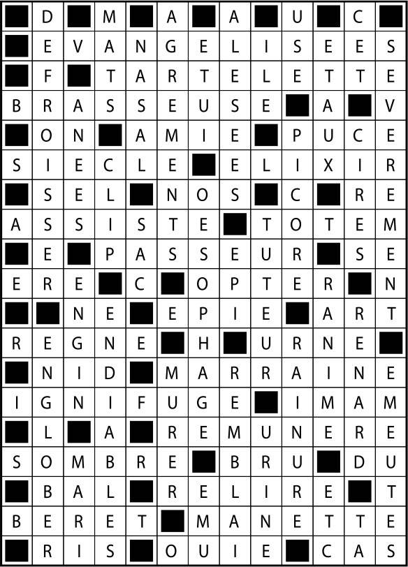 Solutions des mots fléchés du précédent numéro