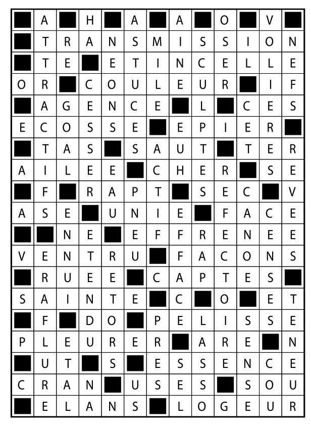 Solutions des mots fléchés du précédent numéro