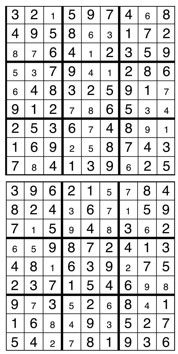 Solutions des sudokus du précédent numéro