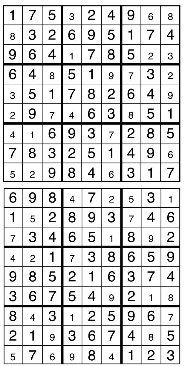 Solutions des sudokus du précédent numéro