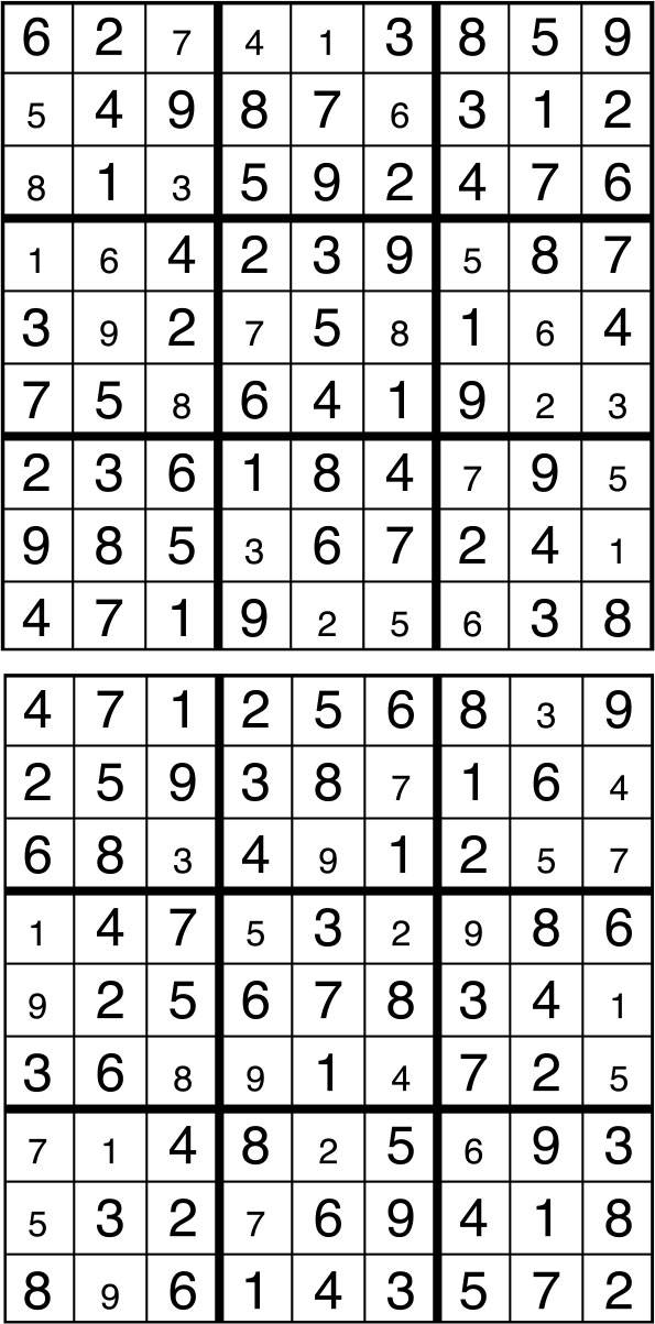 Solutions des sudokus du précédent numéro