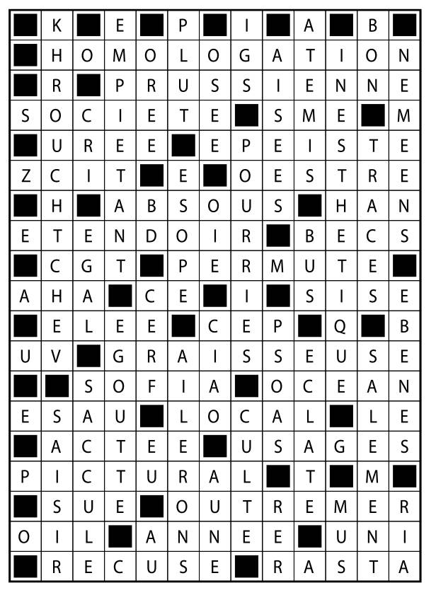 Solutions des mots fléchés du précédent numéro