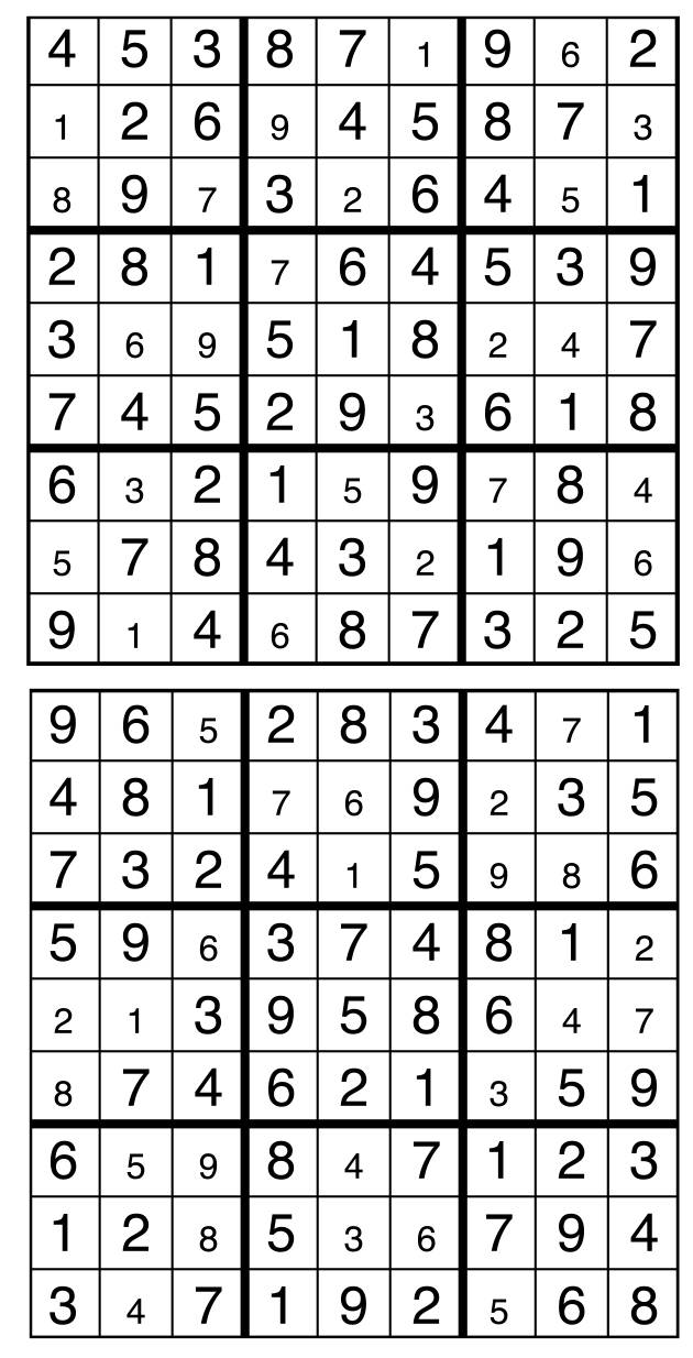 Solutions des sudokus du précédent numéro