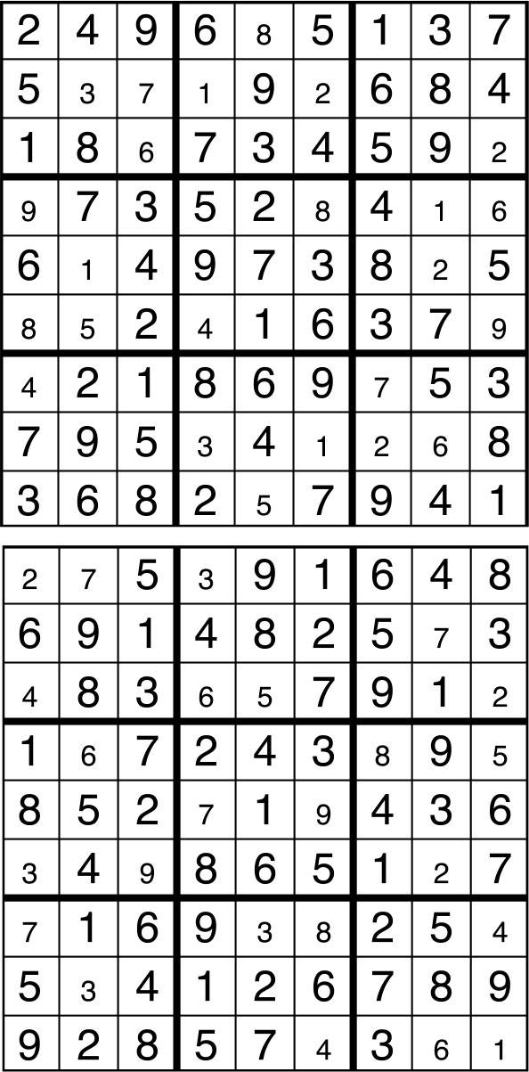 Solutions des sudokus du précédent numéro
