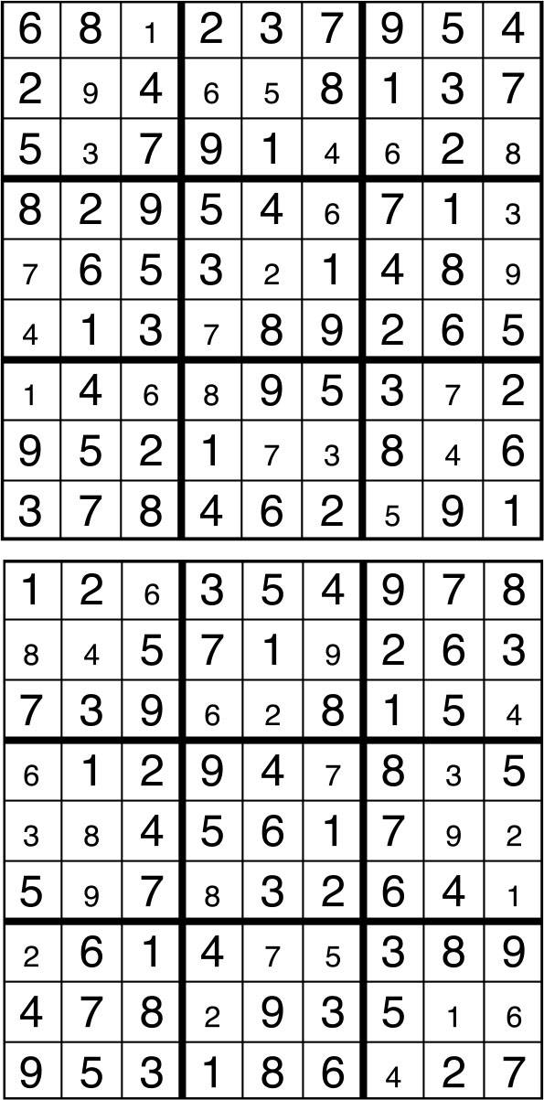 Solutions des sudokus du précédent numéro