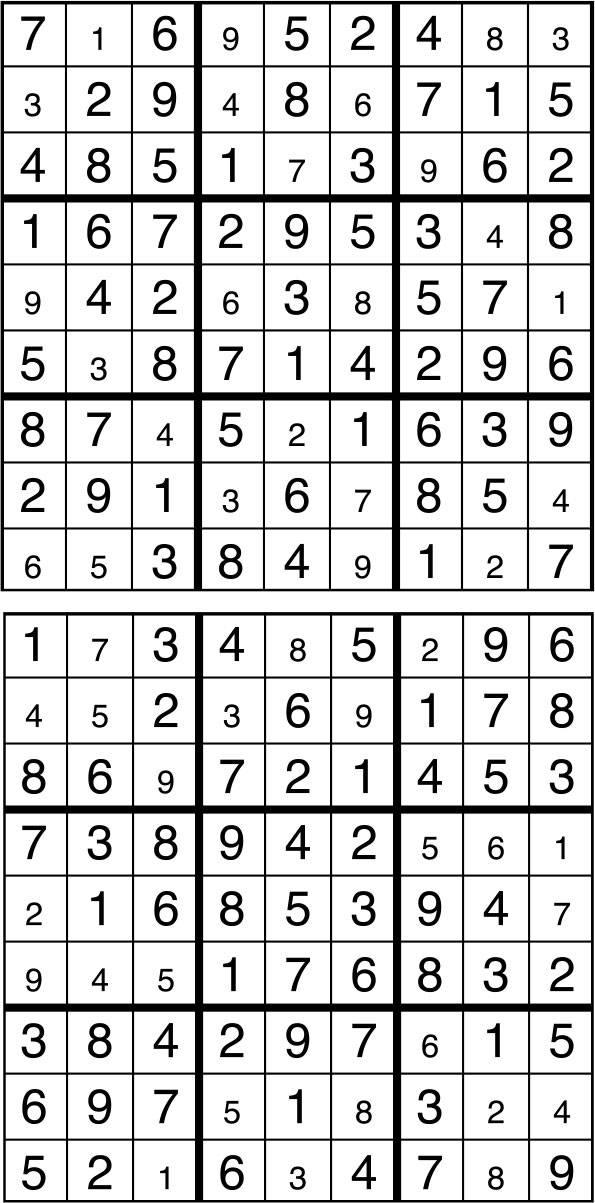 Solutions des sudokus du précédent numéro